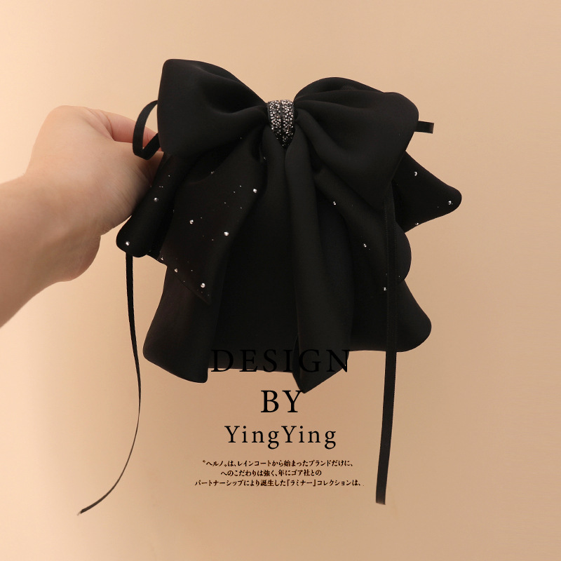 義烏工廠亮鑽高級感飄帶蝴蝶結髮夾發抓後腦勺抓夾女馬尾夾鯊魚夾