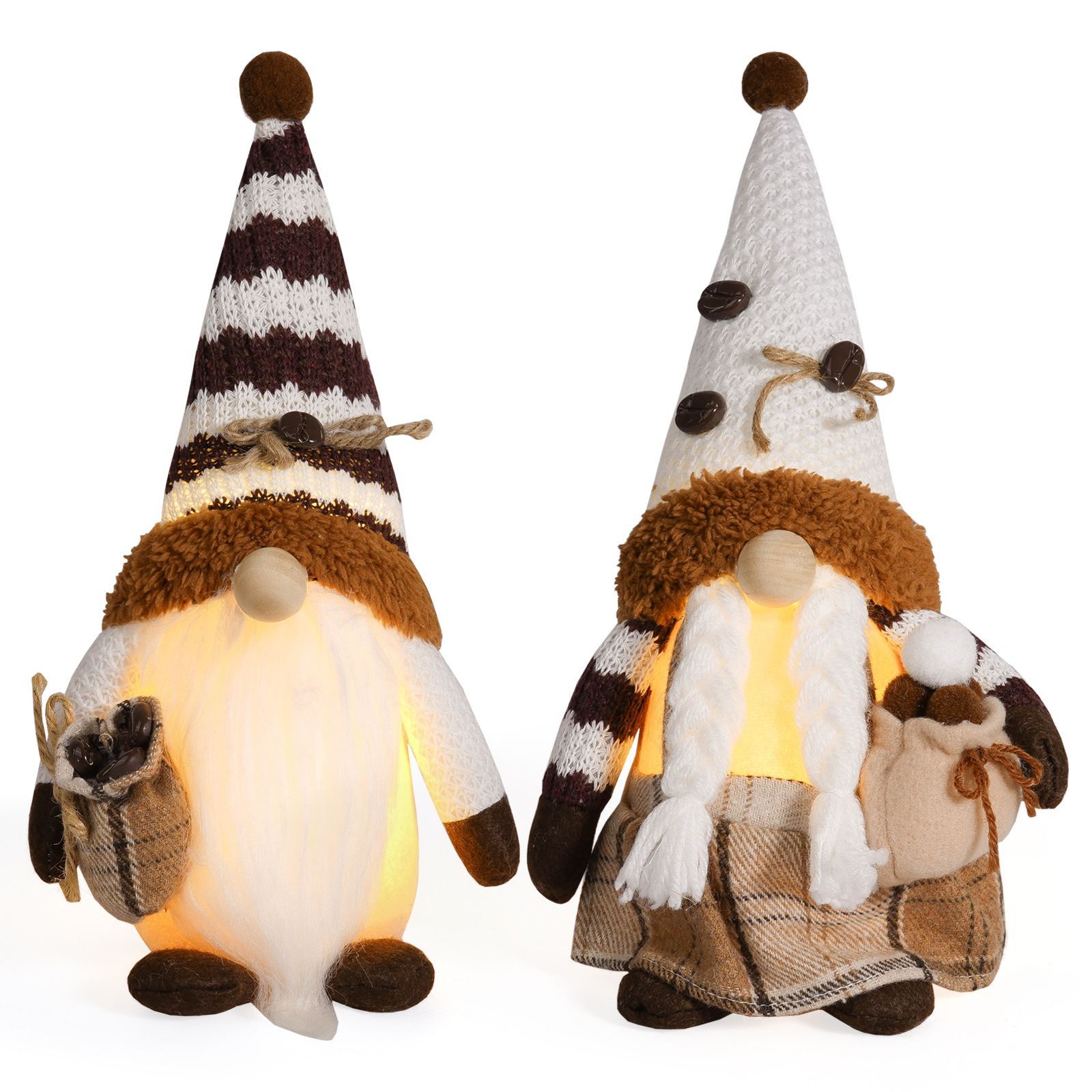 Café transfronterizo luminoso muñeca sin cara linda bolsa de café de punto con lámpara enano Rudolph decoración