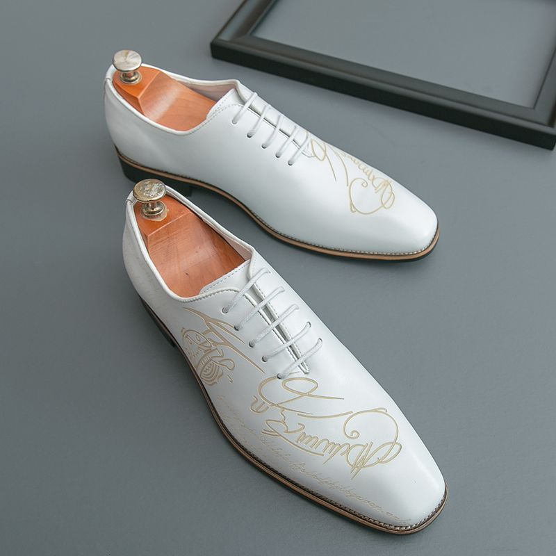 ShoeVault Nouvelles chaussures de ville et de mariage en cuir imprimé tendance et décontracté, style britannique, pointues, derby sculpté, pour hommes_voghion.com