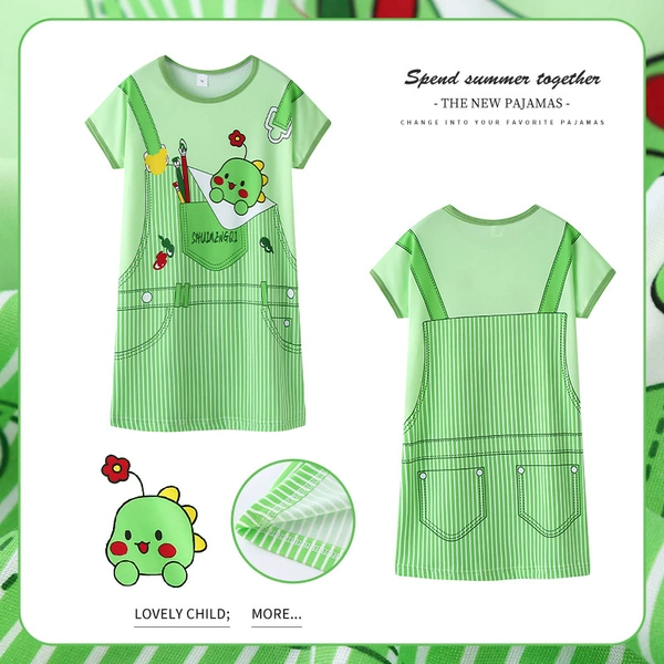 ZS Cultural Skirt-Green Dinosaur
