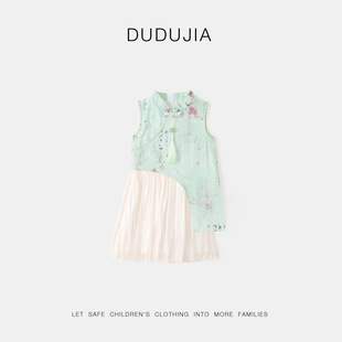 [June 1 costume] Dudu girl's new Chinese skirt summer women's treasure cheongsam two-piece summer children's clothing