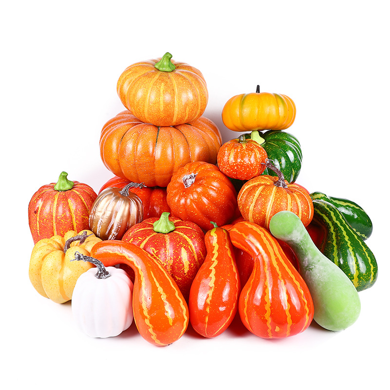 仿真大南瓜模型彩色南瓜白色假南瓜家居装饰万圣节日鬼面南瓜道具
