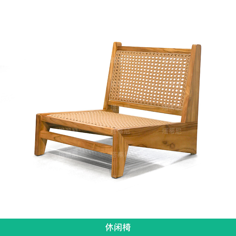 Sofá de madera maciza al aire libre patio jardín villa muebles de ocio al aire libre impermeable sofá de teca anticorrosivo