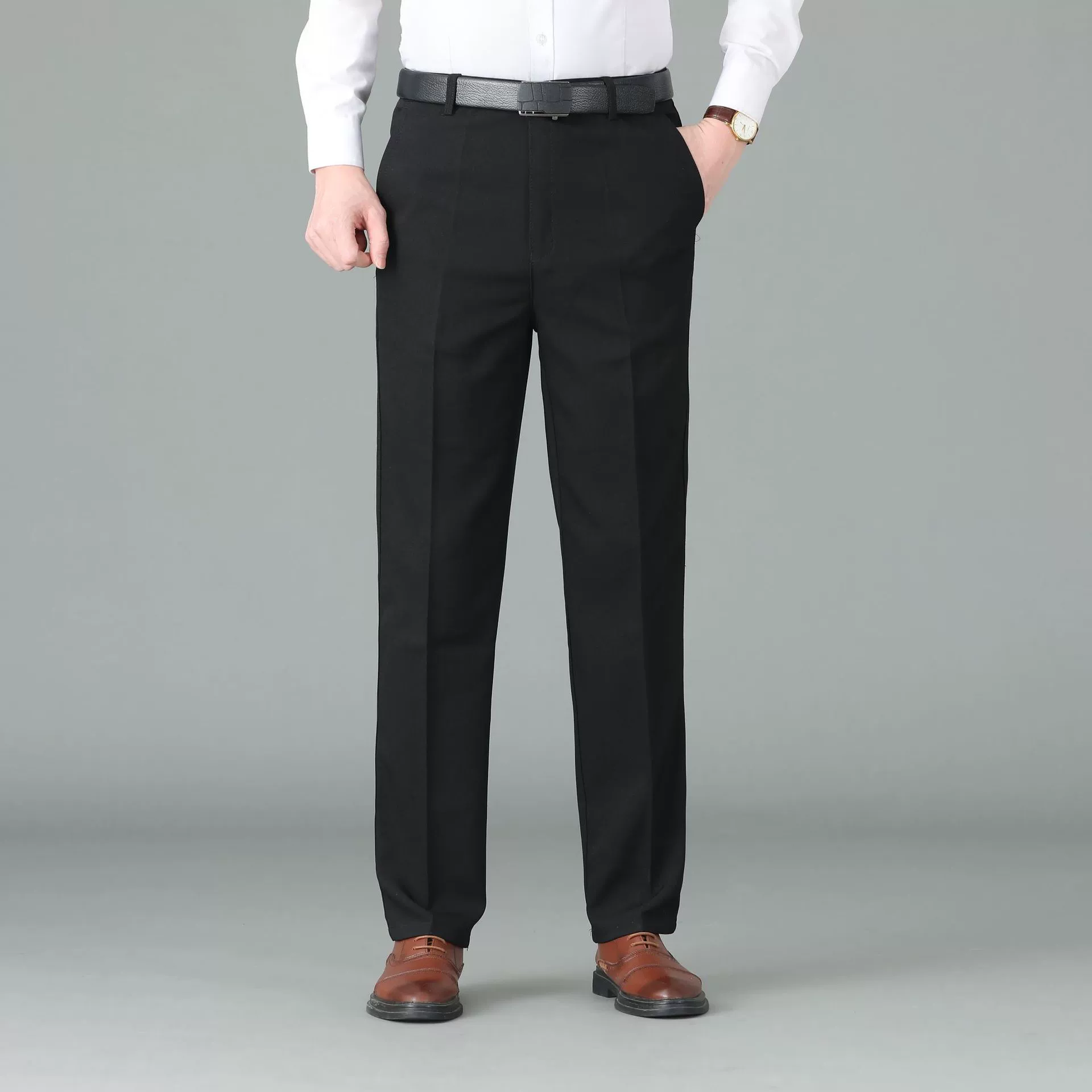 Обработка на заказ свободные прямые брюки среднего и пожилого возраста, мужские эластичные брюки, мужские повседневные брюки, мужские деловые брюки