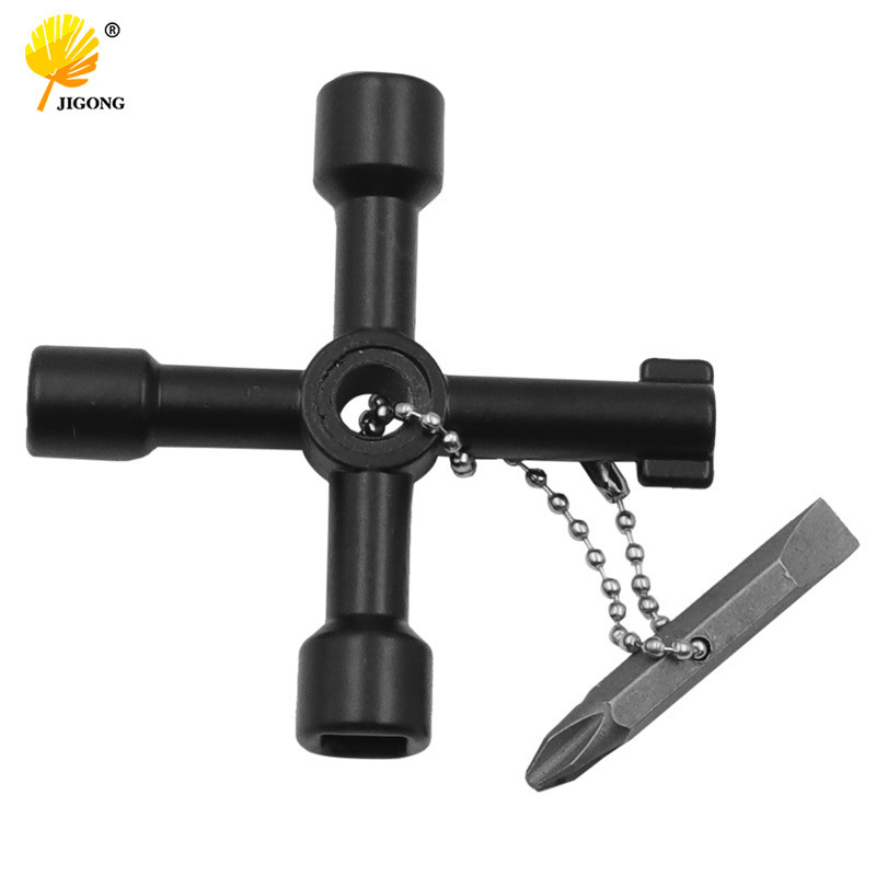 黑色十字带批头钥匙扳手 多用途电控柜电梯水表阀门钥匙 批发