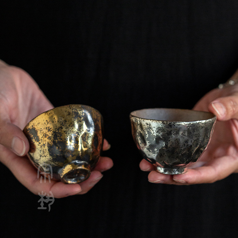 세라믹 은도금 찻잔, 마스터 컵, 복고풍 가마 찻잔, 작은 찻잔, 찻그릇, 손으로 만든 컵, 싱글 컵