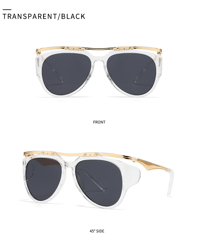 Commercio estero Esplosioni transfrontaliere Occhiali da sole Fotografia di strada europea e americana Ins Internet Modello rosso Occhiali da sole geometrici in metallo Donna LH16_voghion.com