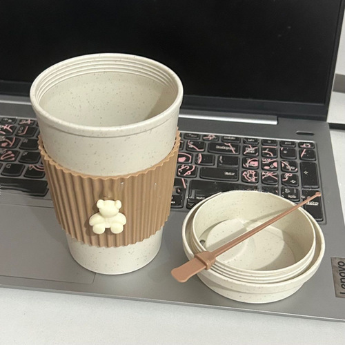 New Bear On-the-Go Mug High-Resolution Stylish American Coffee Cup Heat-Resistant Portable Cup for Students with Lid Anti-Slip