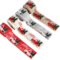 新しいクリスマス装飾ゴールドパウダーカー雪だるまクリスマスシルククリスマスツリー装飾カラフルなプリントウェビング吊り下げ装飾品
