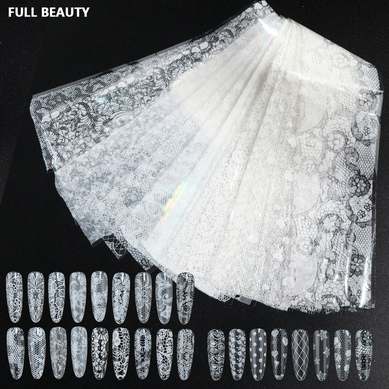Full Beauty Cross-Border New Ins Nail Art Starry Sky Paper 26 Styles Bagged Black and White Lace Transfer Starry Sky Paper Full Beauty Cross-Border New Ins Nail Art Starry Sky Paper 26 Styles Bagged Black and White Lace Transfer Starry Sky Paper