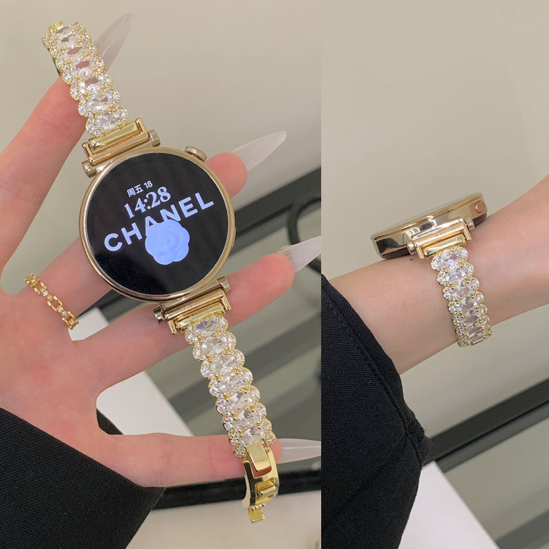 Manufacturer wholesale suitable for Huawei watch gt6 strap with oval zircon for women, light luxury watch5/fit4 for summer