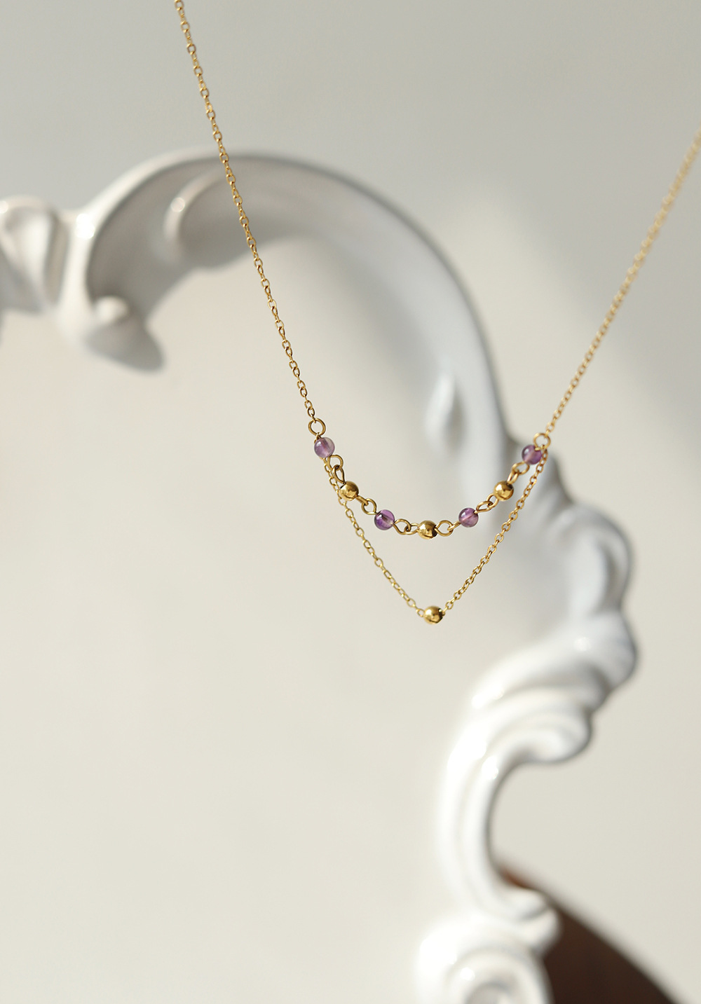 Fashion Geometric Titanium Steel Necklace Plating Crystal Stainless Steel Necklaces_colorza_1