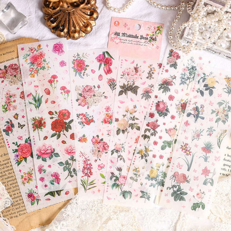 Butterfly Light Flor Sombra Creativa y Papel Pegatinas Retro Butterfly Floral Cuaderno Pegatinas Niños Diy Material Cuaderno Pegatinas