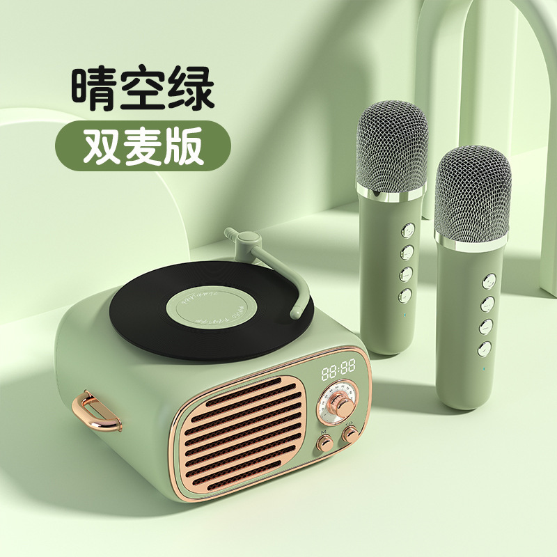 レトロbluetoothオーディオマイク一体無線多機能目覚まし時計k歌スピーカーが親友の誕生日プレゼントを贈る|undefined