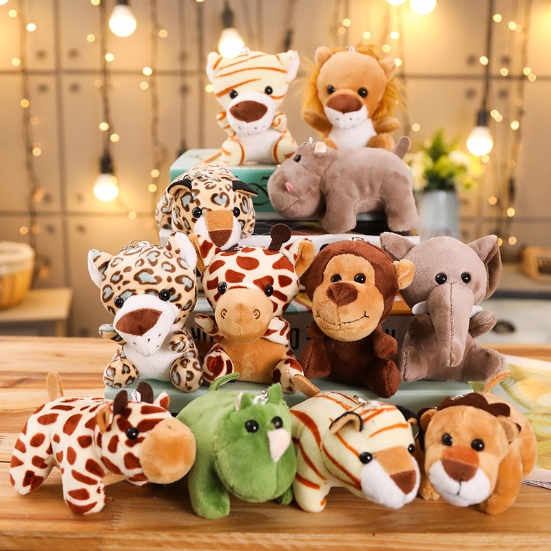 Cute Forest Animal Lion Elephant Monkey Deer Tiger Leopard Plush Toy Small Pendant Keychain Doll Cute Forest Animal Lion Elephant Monkey Deer Tiger Leopard Plush Toy Small Pendant Keychain Doll