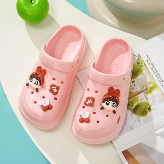 Cartoon Cave Shoes Women's Summer Outer Wear Dung-feeling Thick Bottom Non-slip 2024 New Beach Baotou Summer Sandals