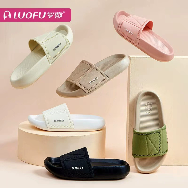 Luofu новые тапочки женские домашние Нескользящие верхняя одежда сандалии для пар мужские толстые тапочки на липучке