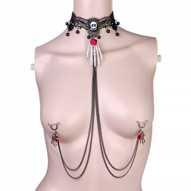 Retro piercing, necklace with tassels, Amazon, halloween