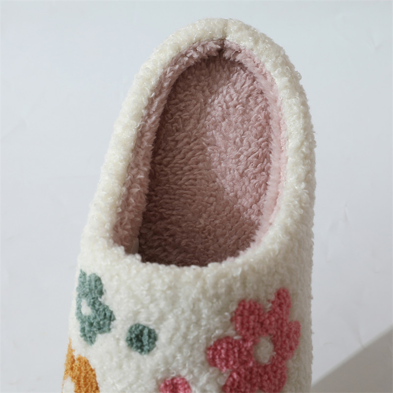 Neue Winter Schöne Frauen Hausschuhe Mädchen Mode Blumen Hause Rutschen Paare Weiche Möwen Flache Sandalen Männer Flip-Flops S041_voghion.com