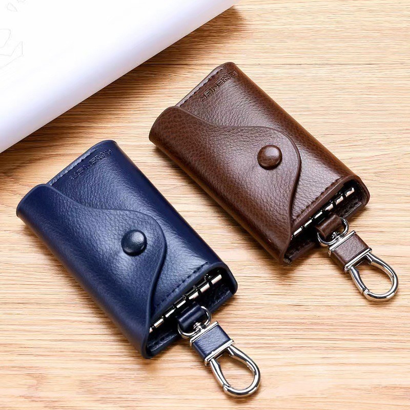 Korean Style Key Bag for Men, Hot-Selling Car Key Bag, Waist Hanging Cowhide Multifunctional Zipper Key Bag Buckle, Women's Bag