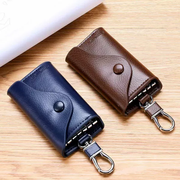 Korean Style Key Bag for Men, Hot-Selling Car Key Bag, Waist Hanging Cowhide Multifunctional Zipper Key Bag Buckle, Women's Bag