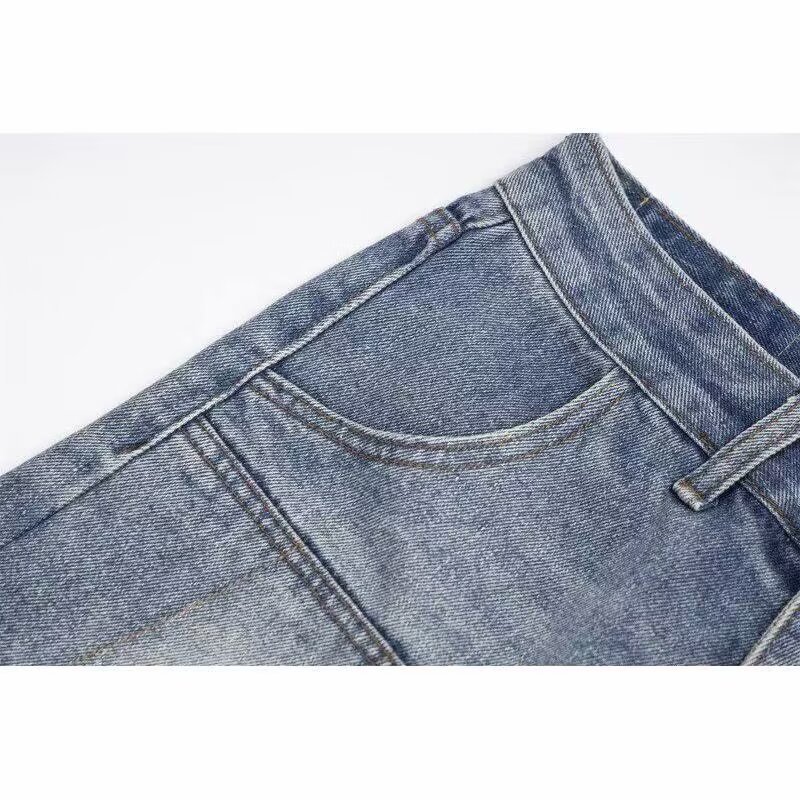 Men's Clothing Unisex Summer Retro Washed Denim Shorts Straight Leg Five Point Distressed Loose Fit Trendy Men's Clothing_mkmklike.com