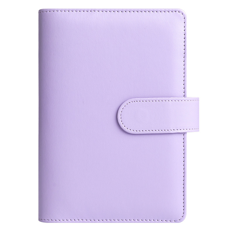 Presupuesto transfronterizo Cash Clip de hojas sueltas Bolsa con cremallera Sobres Libro de cuentas A6 Macarons PU Cuaderno de hojas sueltas de cuero