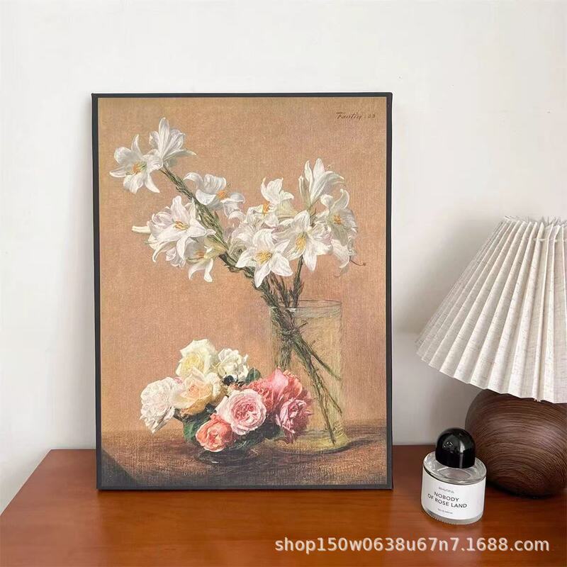 Roses and Lilies Latour Oil Painting 2025 Edition Print Living Room Dining Room Decorative Painting Wall Art Oil Painting Flower Arrangement DIY Roses and Lilies Latour Oil Painting 2025 Edition Print Living Room Dining Room Decorative Painting Wall Art Oil Painting Flower Arrangement DIY