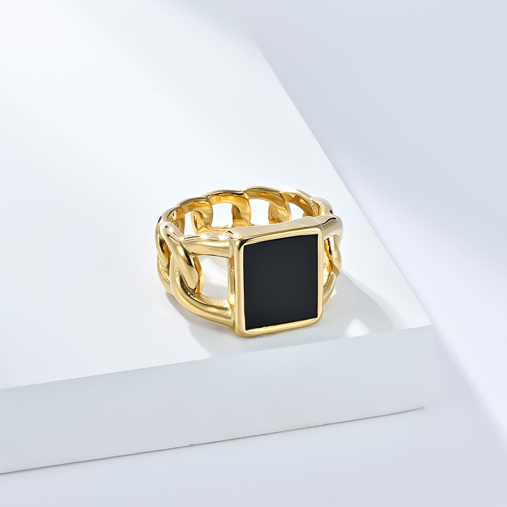 Herren Tigerauge Edelstein Ring Im Cuban Chain Design Edelstahl_voghion.com