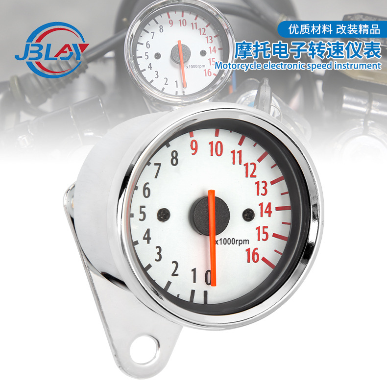 Motuoche Motorcycle Retro Modified Meter 12v Electronic Tachometer (tachometer) - 16000-rpm-meter-white-background