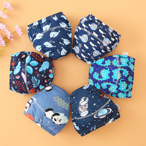 Baby Training Pants 100% Cotton Breathable 6-Layer Washable Diaper Training Pants for Summer Newborn