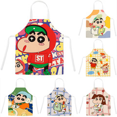 New imitation flax wax apron Shin-chan cute anti-oil apron waistband for parent-child kitchen adult sleeveless neck apron