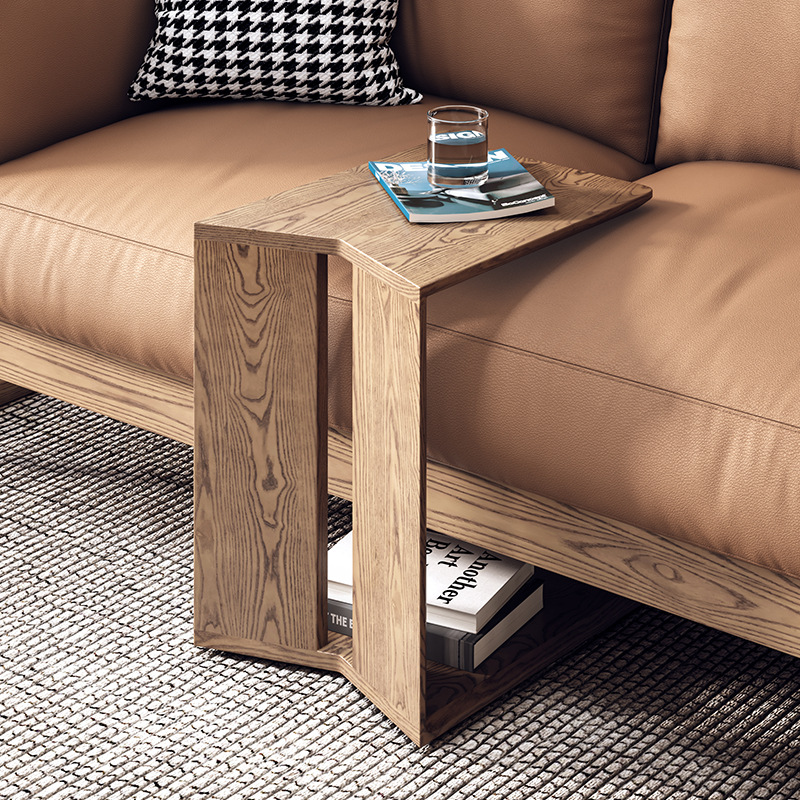 Log-Style Solid Wood Coffee Table, Living Room Sofa, Side Table, Corner Table, Small Apartment, Ash Wood Balcony, Small Tea Table, Removable