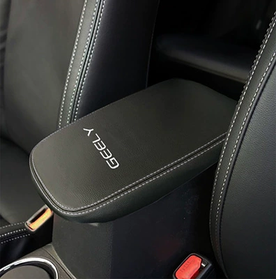 Armrest box Cover Armrest Box Protective Leather - section-11-13-black-leather-and-grey-line-is-marked