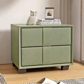 QSL款床头柜北欧轻奢科技布床头柜简约现代卧室全实木免安装【单