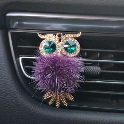 decoration clip, Car Perfume Aromatherapy - purple-fur-ball-owl