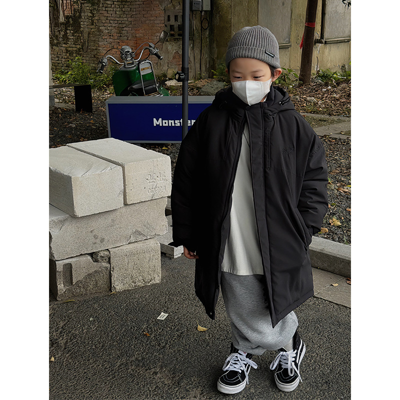 Baoduo ropa para niños Abrigo de algodón acolchado de invierno para niños 2023 nuevo abrigo de algodón acolchado engrosado de invierno abrigo de algodón acolchado de longitud media para niños moda