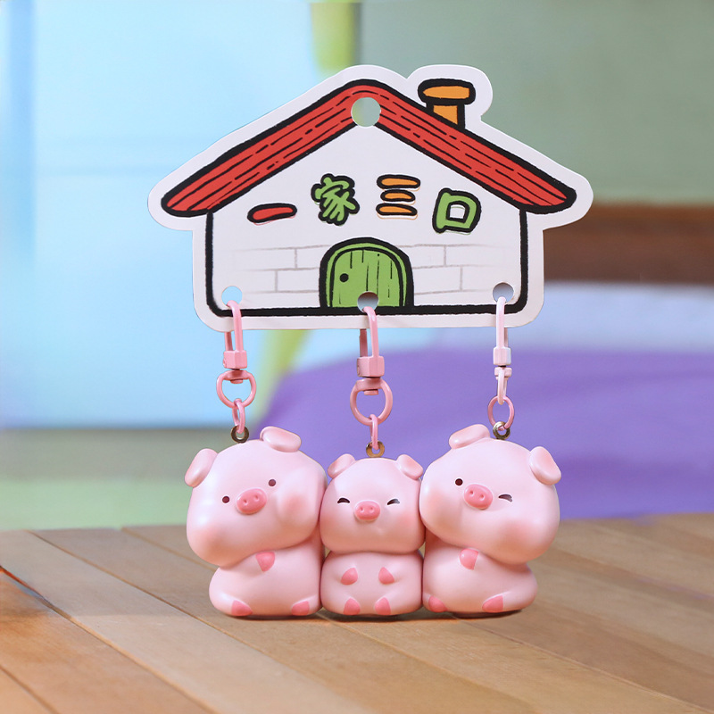 かわいい小動物ストラップ一家三口貼りキーホルダー携帯電話の飾り車のアクセサリー卸売り|undefined