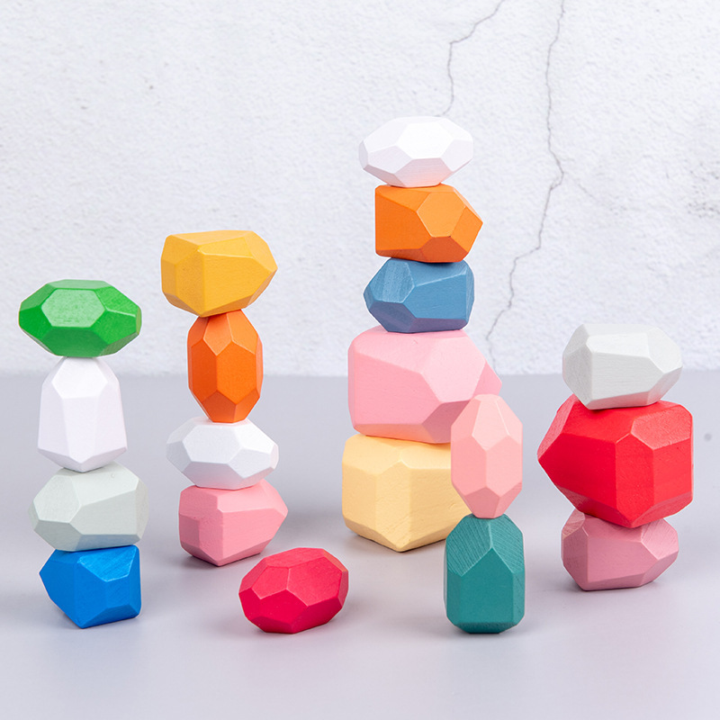 Rainbow Stone puzzle colorful building blocks Jenga toy decoration build patience training boys and girls stone mix