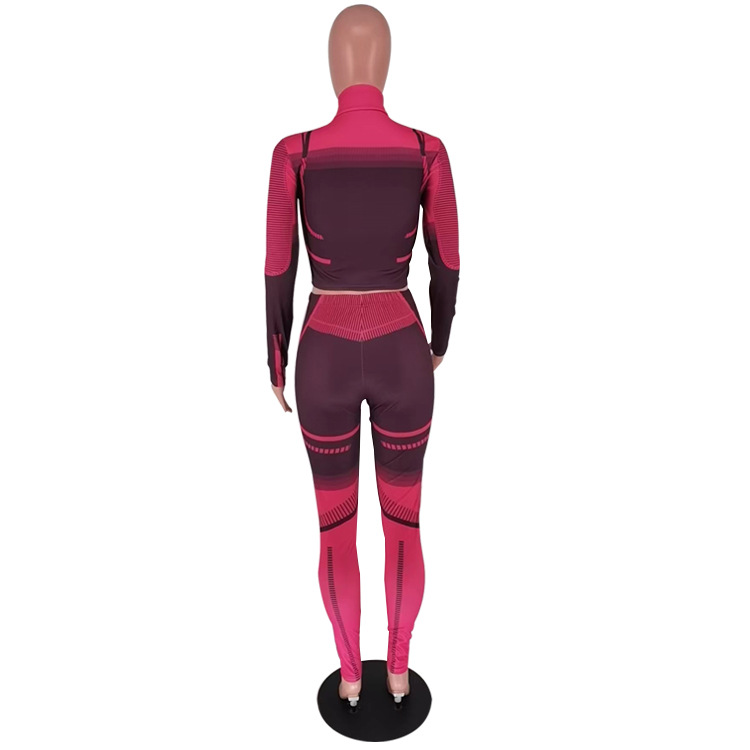 315g Weight Long Sleeve Sleeve Length Spandex, Polyester Fabric Type Pant Co-ord Set Sets Type 2 Pieces Set Quantity Sports Occasion Standing Collar Neckline Sports Function Skinny Fit Type Geometric Pattern Autumn Season Women's Gender Sports Style Sports Women's Sports Geometric Spandex Polyester Pant Co-ord Set Pants Sets 23