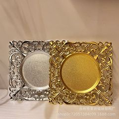 New small square plate, high-looking fruit plate, lace support, European and American banquet plate mat, decorative retro wedding banquet plate