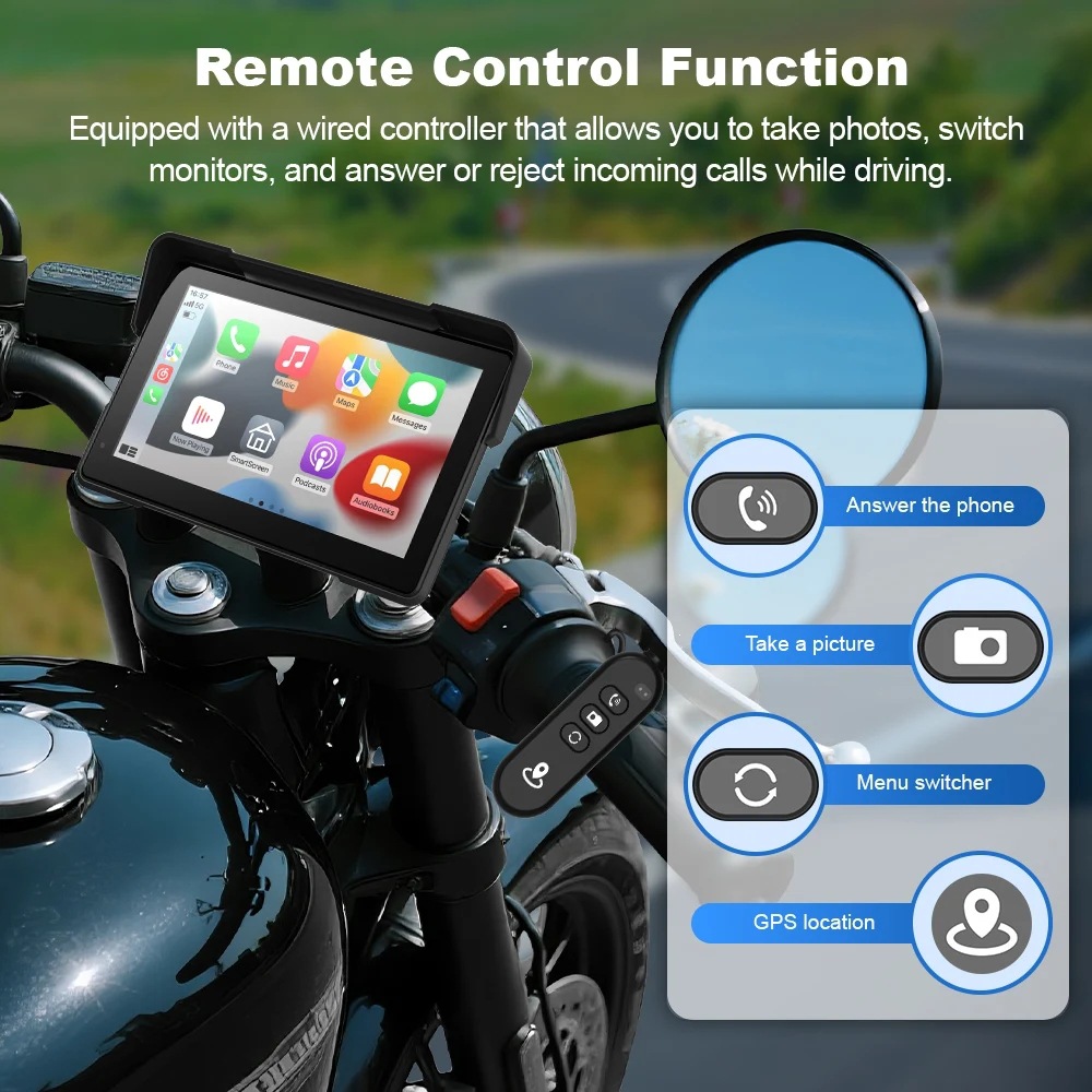 7inch Portable Motorcycle Navigator Wireless CarPlay Android Connectivity 2K HD Motorcycle GPS Navigation