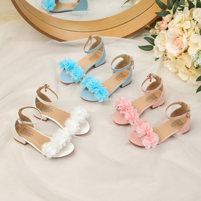 Cross-Border Exclusive Supply of New Flower-Decorated Girls' High-Heeled Sandals, Daily Performance Shoes, Children's Princess Fashion Shoes in Stock Cross-Border Exclusive Supply of New Flower-Decorated Girls' High-Heeled Sandals, Daily Performance Shoes, Children's Princess Fashion Shoes in Stock