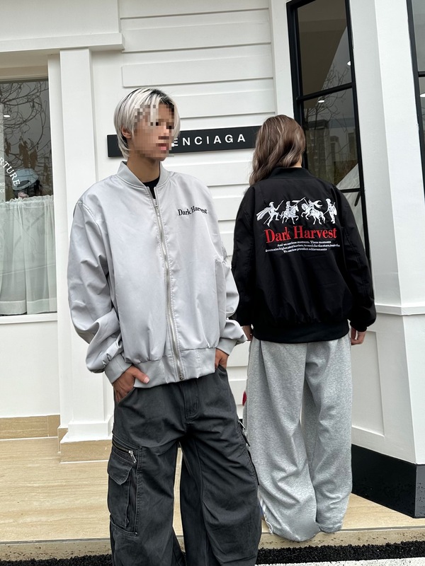 美式街头战马刺绣飞行夹克男女宽松高街潮牌情侣百搭休闲外套|undefined
