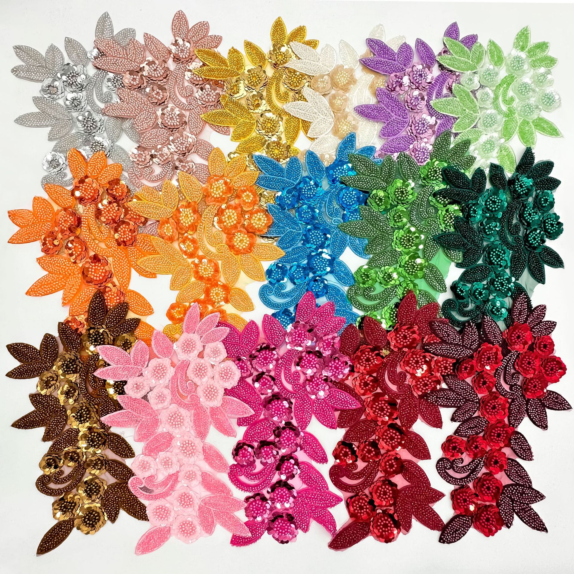 Nuevo transfronterizo de la industria pesada clavos cuentas cuentas sequillas flor tridimensional encaje vestido de boda vestido vestido de rendimiento vestido pegatinas de flores