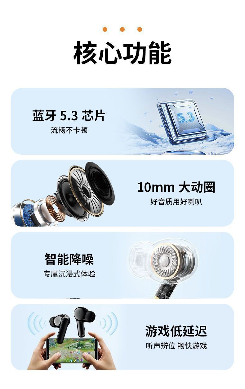 【天籁之音】2026 Yeni Model Kablosuz Bluetooth Kulaklık Kulak İçi Gürültü Azaltma Yüksek Ses Kalitesi Spor Uzun Pil Ömrü