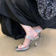 2024 Summer Internet Popular New Arrival High Heel Sandals with Skirt for Women's Outer Wear One-word Thin Heel Sandals Fashion All-match