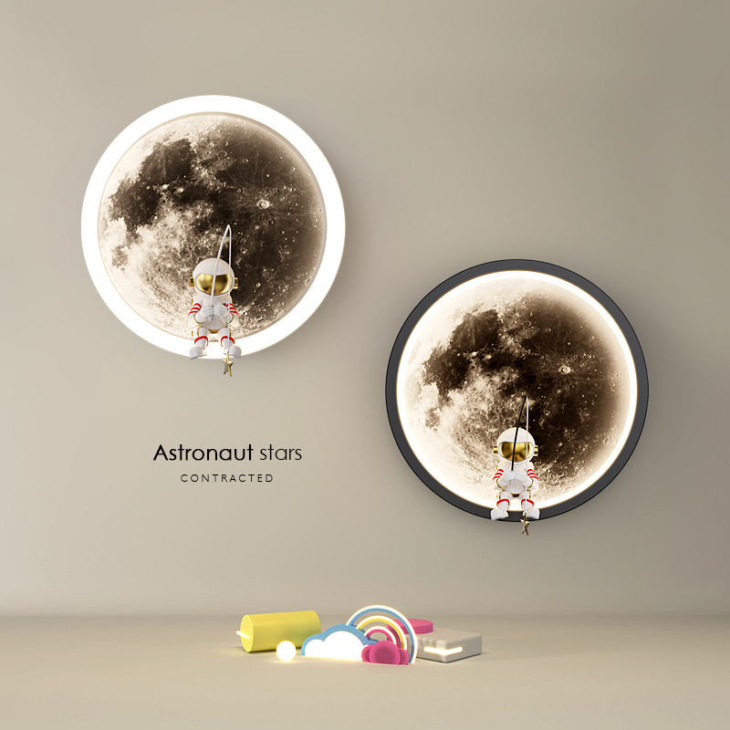 Wholesale TikTok Net red moon wall lamp modern minimalist astronaut bedroom bedside lamp creative children's room wall lamp