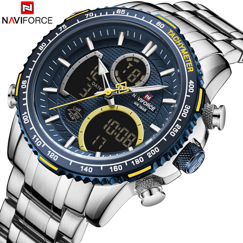 NAVIFORCE LED 9182 men's watch waterproof LED dual display multifunctional sports watch men's watch foreign trade