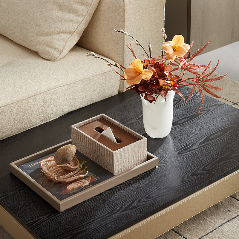Marketing Center Investment Promotion Office Living Room Negotiation Area Reception Sofa Coffee Table Side Table Tray Tissue Box Vase Arrangement